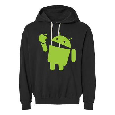 Android Eats Apple Funny Nerd Computer Garment-Dyed Fleece Hoodie