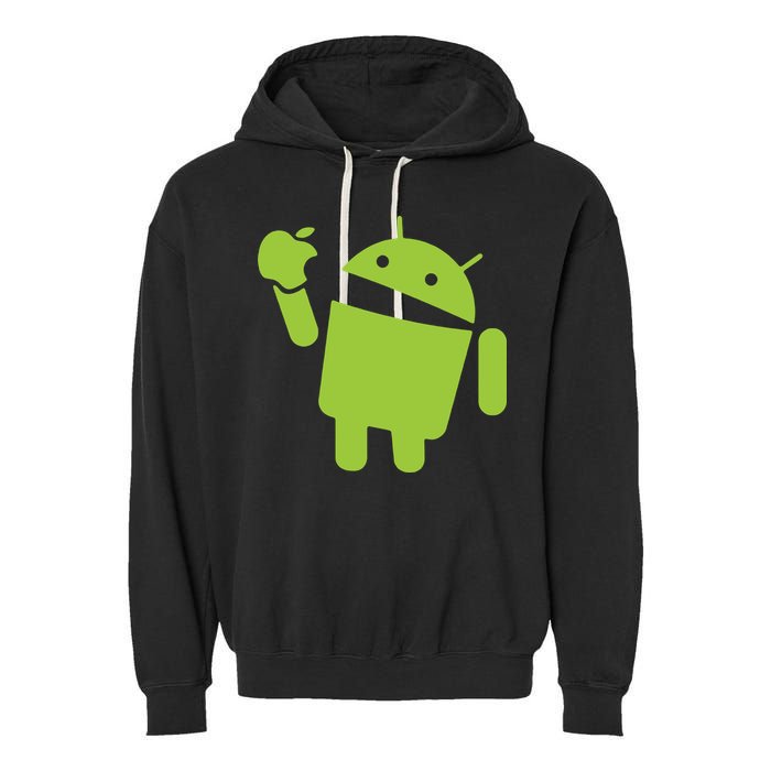 Android Eats Apple Funny Nerd Computer Garment-Dyed Fleece Hoodie