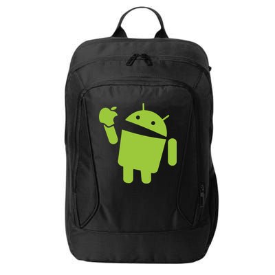 Android Eats Apple Funny Nerd Computer City Backpack