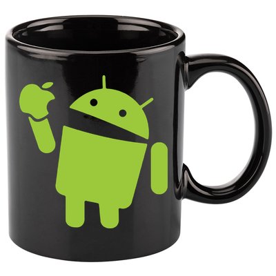 Android Eats Apple Funny Nerd Computer 11oz C Handle Ceramic Mug