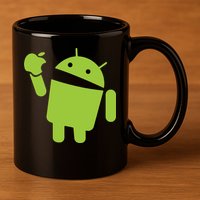 Android Eats Apple Funny Nerd Computer 11oz C Handle Ceramic Mug