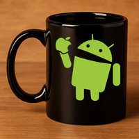 Android Eats Apple Funny Nerd Computer 11oz C Handle Ceramic Mug