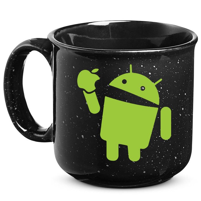 Android Eats Apple Funny Nerd Computer 15oz Campfire Ceramic Mug