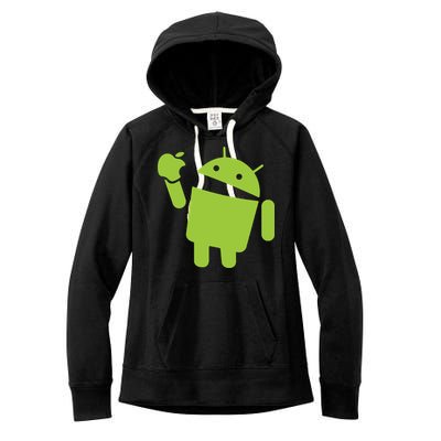 Android Eats Apple Funny Nerd Computer Women's Fleece Hoodie