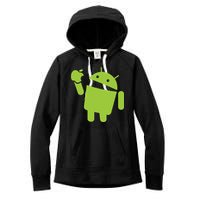 Android Eats Apple Funny Nerd Computer Women's Fleece Hoodie