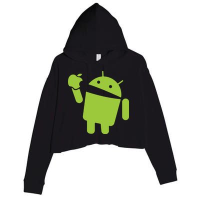 Android Eats Apple Funny Nerd Computer Crop Fleece Hoodie
