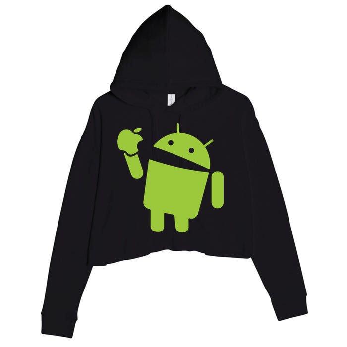 Android Eats Apple Funny Nerd Computer Crop Fleece Hoodie