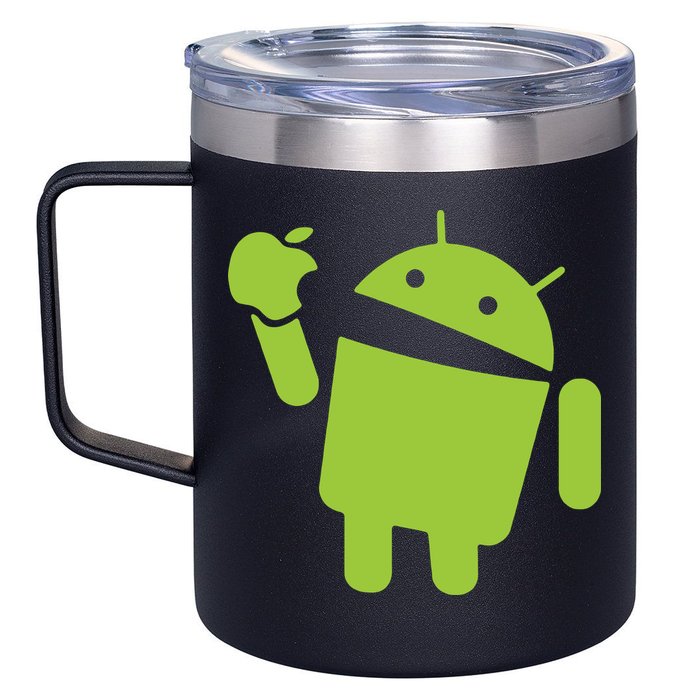 Android Eats Apple Funny Nerd Computer 12oz Stainless Steel Coffee Mug