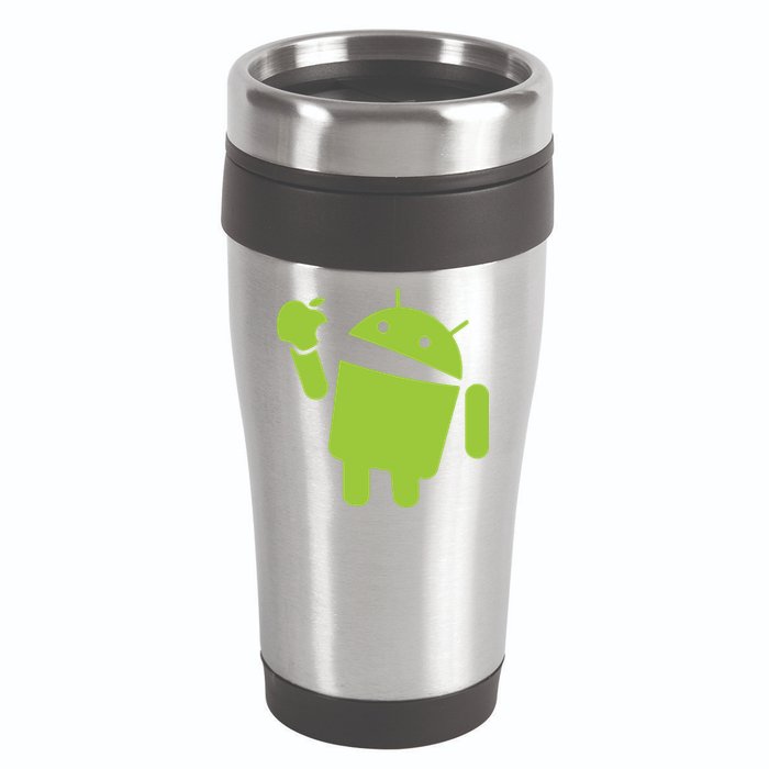 Android Eats Apple Funny Nerd Computer 16oz Travel Tumbler