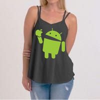 Android Eats Apple Funny Nerd Computer Women's Strappy Tank