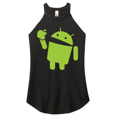Android Eats Apple Funny Nerd Computer Women's Perfect Tri Rocker Tank