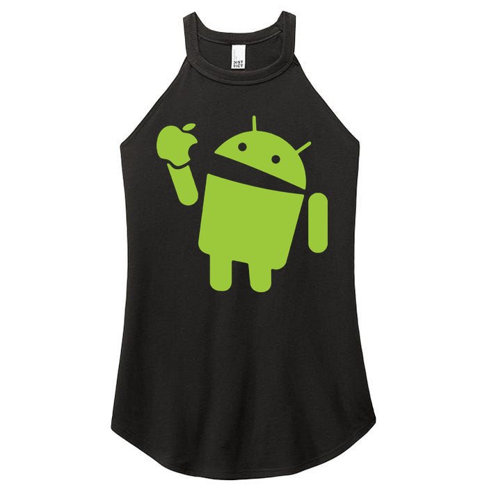 Android Eats Apple Funny Nerd Computer Women's Perfect Tri Rocker Tank