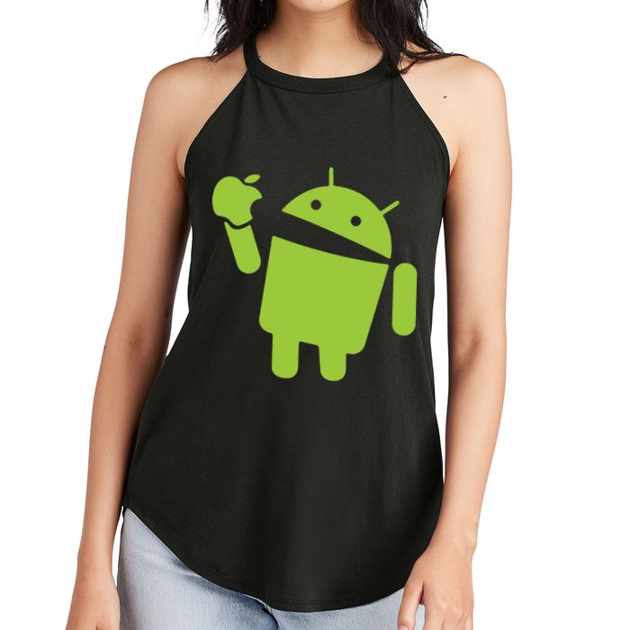 Android Eats Apple Funny Nerd Computer Women's Perfect Tri Rocker Tank
