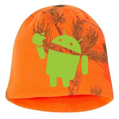 Android Eats Apple Funny Nerd Computer Kati - Camo Knit Beanie