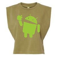 Android Eats Apple Funny Nerd Computer Garment-Dyed Women's Muscle Tee