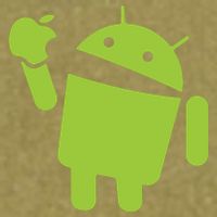 Android Eats Apple Funny Nerd Computer Garment-Dyed Women's Muscle Tee