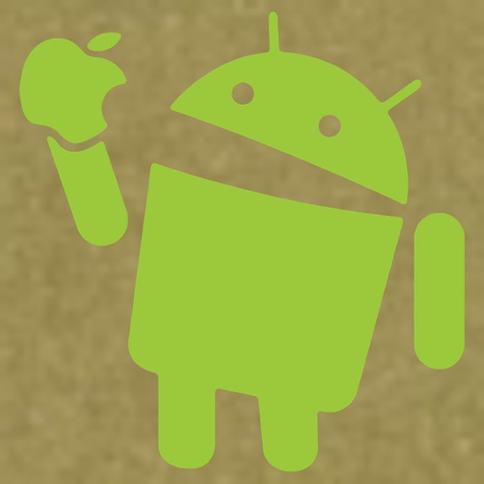 Android Eats Apple Funny Nerd Computer Garment-Dyed Women's Muscle Tee