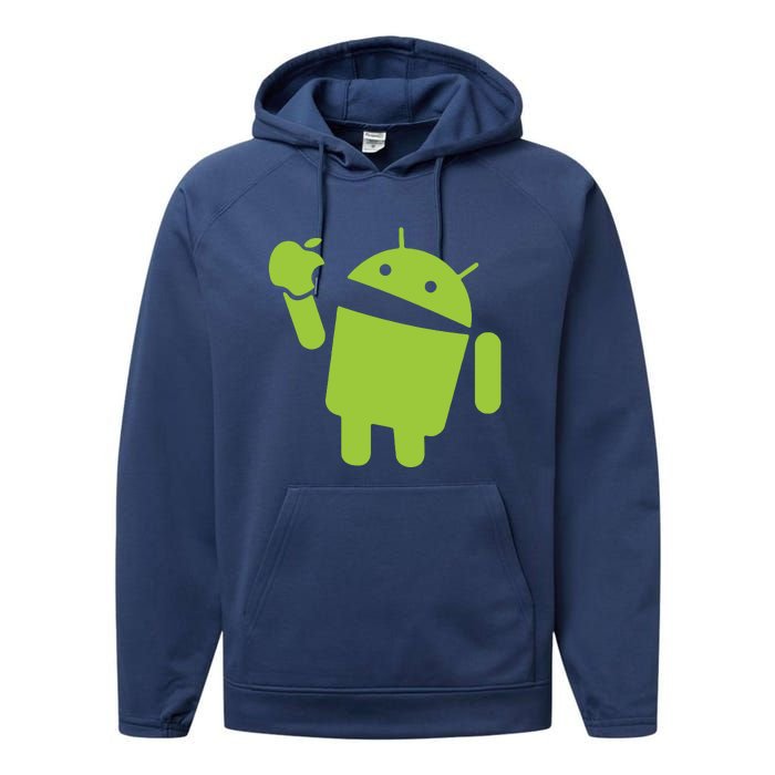 Android Eats Apple Funny Nerd Computer Performance Fleece Hoodie