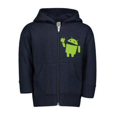 Android Eats Apple Funny Nerd Computer Toddler Zip Fleece Hoodie