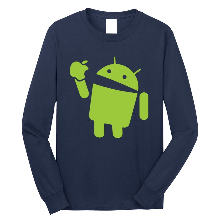 Android Eats Apple Funny Nerd Computer Long Sleeve Shirt