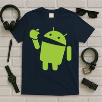 Android Eats Apple Funny Nerd Computer T-Shirt
