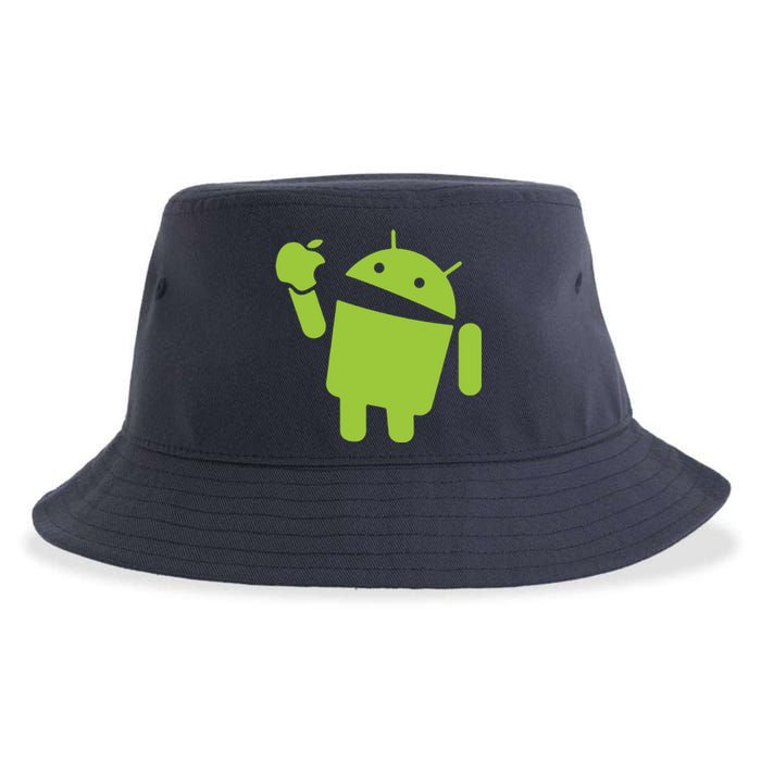 Android Eats Apple Funny Nerd Computer Sustainable Bucket Hat