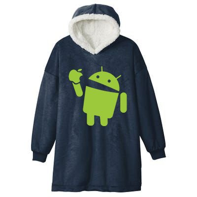 Android Eats Apple Funny Nerd Computer Hooded Wearable Blanket