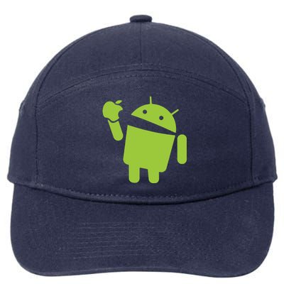 Android Eats Apple Funny Nerd Computer 7-Panel Snapback Hat