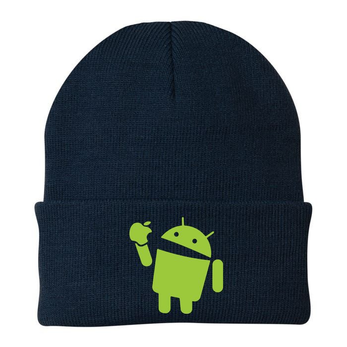Android Eats Apple Funny Nerd Computer Knit Cap Winter Beanie