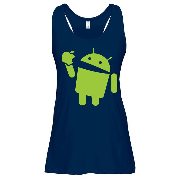 Android Eats Apple Funny Nerd Computer Ladies Essential Flowy Tank