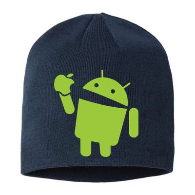 Android Eats Apple Funny Nerd Computer Sustainable Beanie