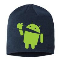 Android Eats Apple Funny Nerd Computer Sustainable Beanie