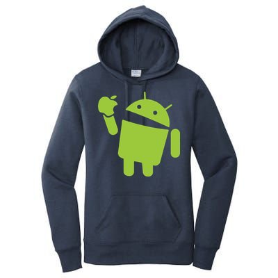 Android Eats Apple Funny Nerd Computer Women's Pullover Hoodie