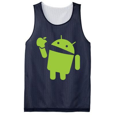 Android Eats Apple Funny Nerd Computer Mesh Reversible Basketball Jersey Tank