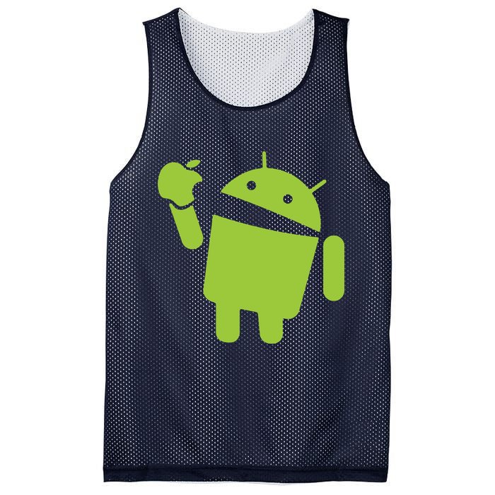 Android Eats Apple Funny Nerd Computer Mesh Reversible Basketball Jersey Tank