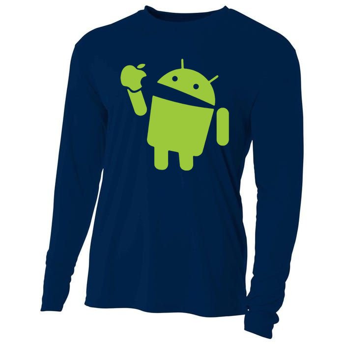 Android Eats Apple Funny Nerd Computer Cooling Performance Long Sleeve Crew