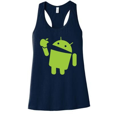 Android Eats Apple Funny Nerd Computer Women's Racerback Tank