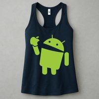 Android Eats Apple Funny Nerd Computer Womens Tank Top