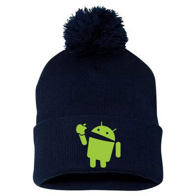 Android Eats Apple Funny Nerd Computer Pom Pom 12in Knit Beanie