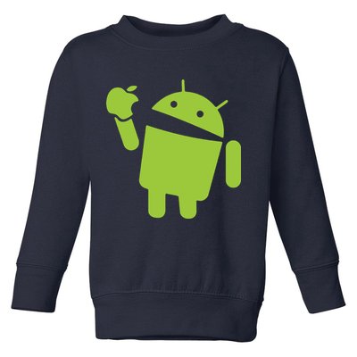 Android Eats Apple Funny Nerd Computer Toddler Sweatshirt