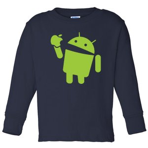 Android Eats Apple Funny Nerd Computer Toddler Long Sleeve Shirt