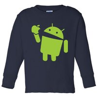 Android Eats Apple Funny Nerd Computer Toddler Long Sleeve Shirt