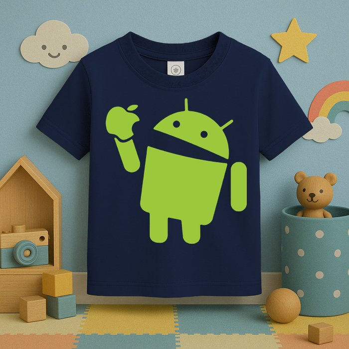 Android Eats Apple Funny Nerd Computer Toddler T-Shirt