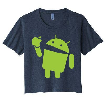 Android Eats Apple Funny Nerd Computer Crop Top
