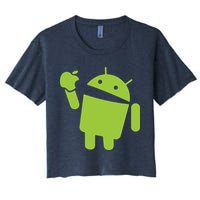 Android Eats Apple Funny Nerd Computer Crop Top