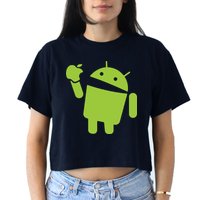 Android Eats Apple Funny Nerd Computer Crop Top