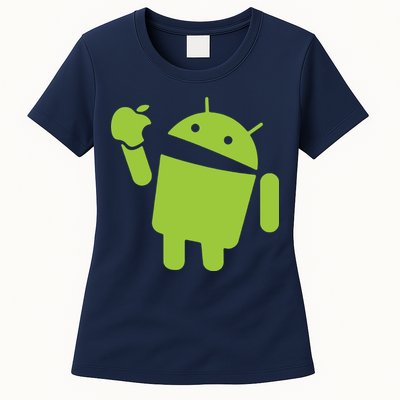 Android Eats Apple Funny Nerd Computer Women's T-Shirt