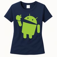 Android Eats Apple Funny Nerd Computer Womens T-Shirt