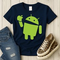 Android Eats Apple Funny Nerd Computer Womens T-Shirt