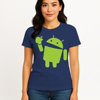 Android Eats Apple Funny Nerd Computer Womens T-Shirt